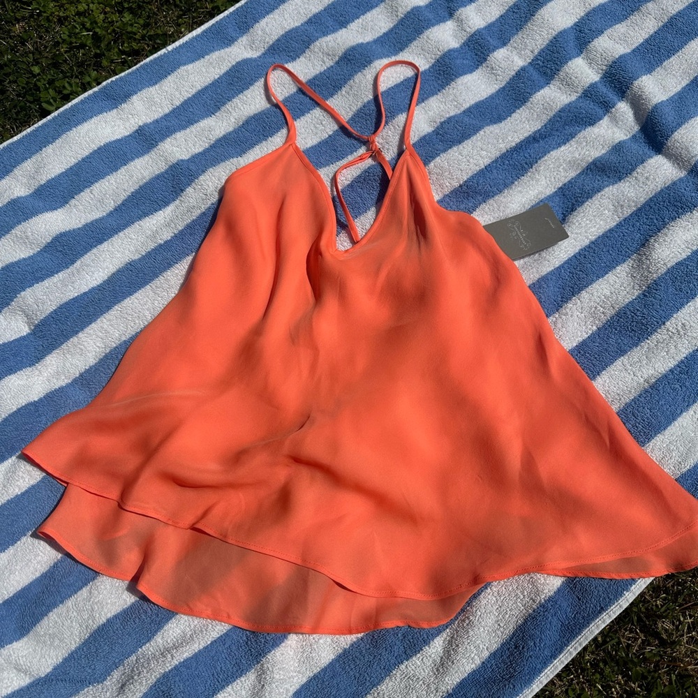 Coral Silk Tank NWT